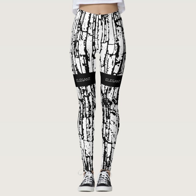 Elegantes Schwarz-weißes Design Leggings (Vorderseite)