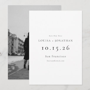 Elegantes Schwarz-weißes formelles einfaches Foto  Save The Date