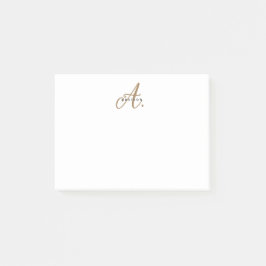 Elegantes Schwarz-weißes Gold Script Monogram Post-it Klebezettel