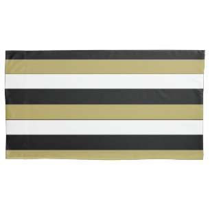 Elegantes, Schwarz-weißes goldbraunes Streifenmust Kissenbezug