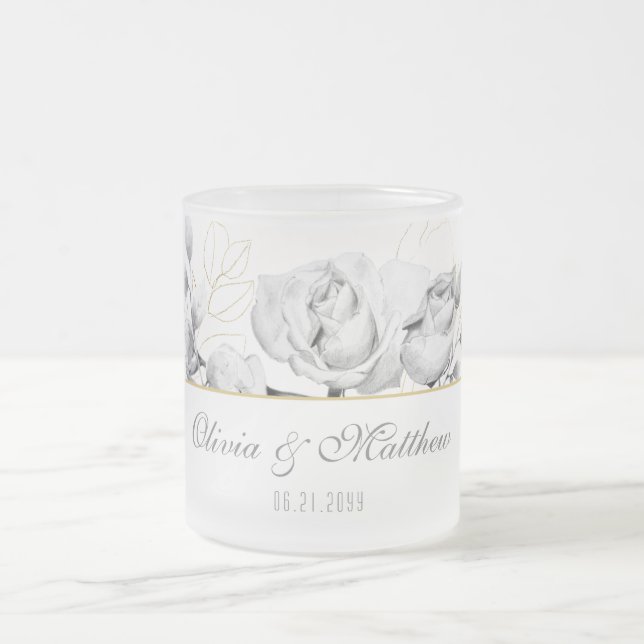 Elegantes Schwarz-weißes Hochzeitsgeschenk Mattglastasse (Mittel)