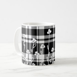 Elegantes, Schwarz-weißes kariertes Muster Kaffeetasse