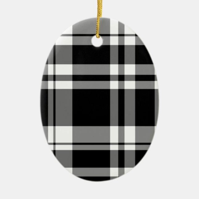 elegantes, Schwarz-weißes kariertes Muster Keramikornament (Vorne)