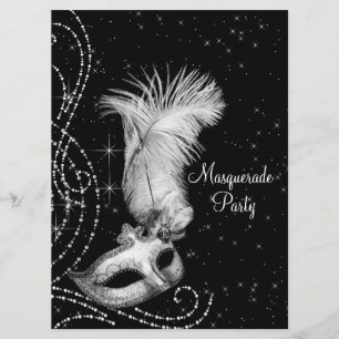 Elegantes Schwarz-weißes Masquerade-Party Einladung