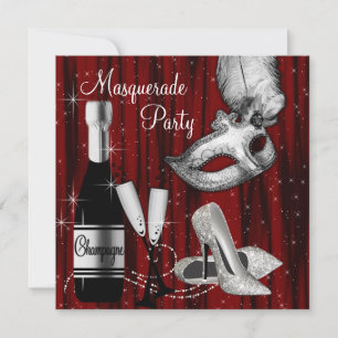 Elegantes Schwarz-weißes Masquerade-Party Einladung