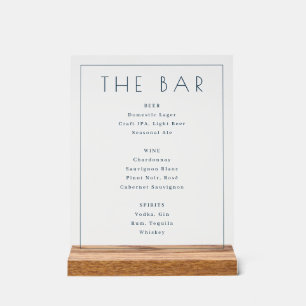 Elegantes schwarz-weißes minimalistisches Bar-Menü Acrylschild
