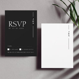 Elegantes Schwarz-weißes Monogramm Minimalistische RSVP Karte