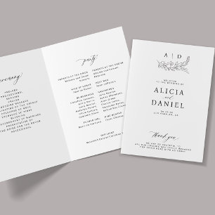 Elegantes schwarz-weißes Monogramm zur Hochzeit  Programm