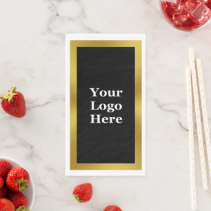 Elegantes Schwarz-weißes und Gold-Business-Logo Serviette