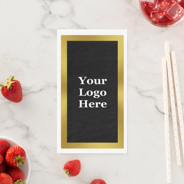 Elegantes Schwarz-weißes und Gold-Business-Logo Serviette (Beispiel)