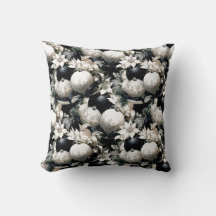 Elegantes Schwarz-weißes Weihnachtsgeschmack Kissen