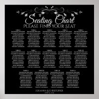 Elegantes Schwarzes 14 Tisch Hochzeitsdiagramm