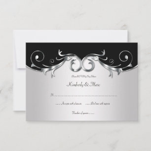 elegantes schwarzes 3.5x5 und silbernes UAWG RSVP Karte
