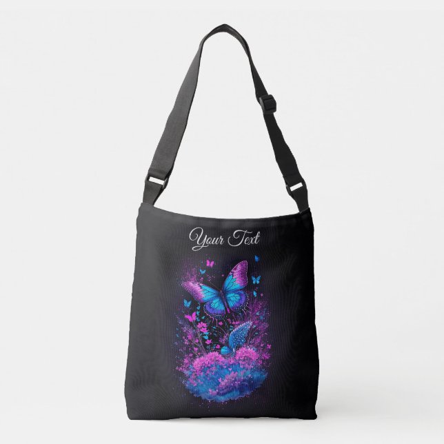 Elegantes schwarzes Aquarell Blume schick Tragetaschen Mit Langen Trägern (Vorderseite)