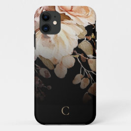 Elegantes Schwarzes Aquarellfarbenmonogramm Case-Mate iPhone Hülle