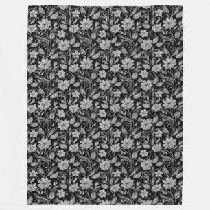 Elegantes Schwarzes Blau mit weißer Kontur Fleecedecke