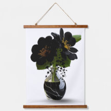 Elegantes schwarzes Blumenbouquet in Marmorvase.