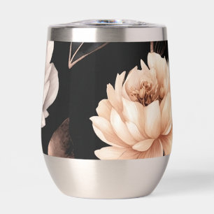 Elegantes schwarzes Blumenmuster mit goldenen Blät