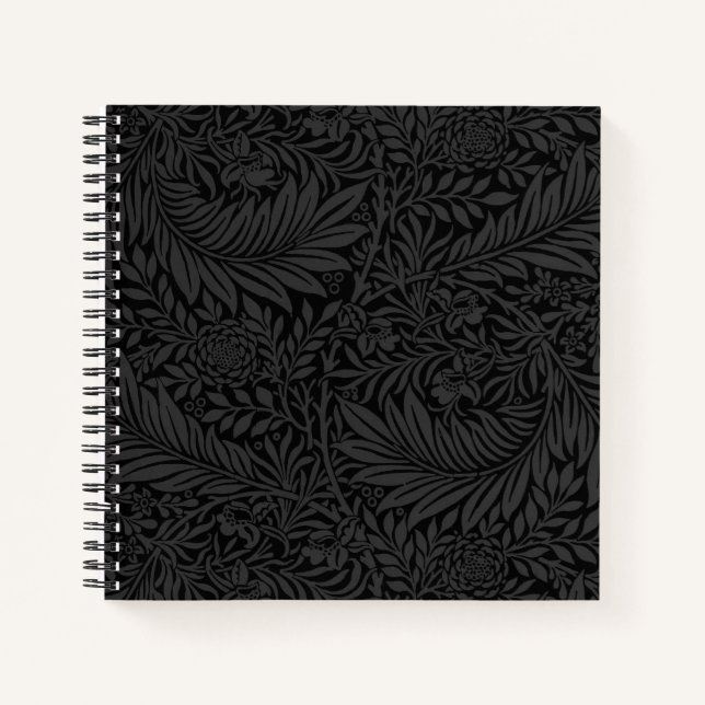 Elegantes schwarzes Blumenmuster Notizbuch (Vorderseite)