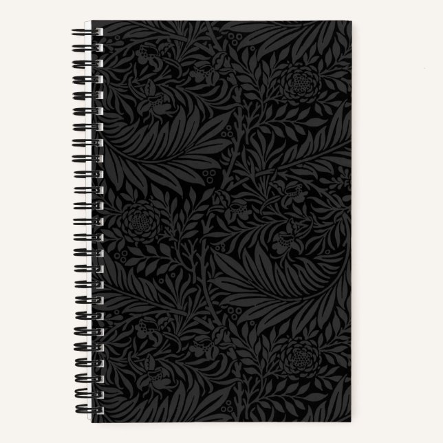 Elegantes schwarzes Blumenmuster Notizbuch (Vorderseite)