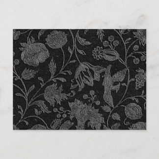 Elegantes schwarzes Blumenmuster Postkarte