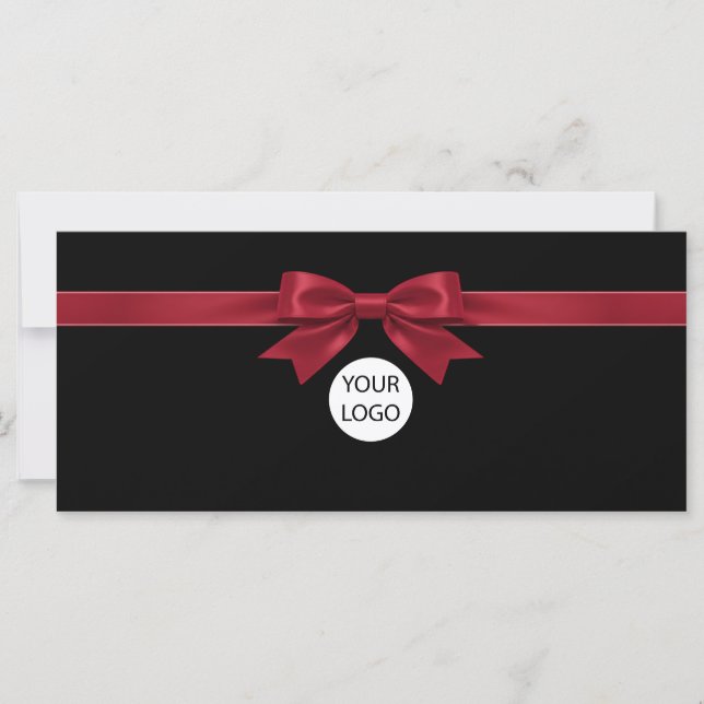Elegantes schwarzes Bogen-Logo-Geschenkgutschein (Vorderseite)
