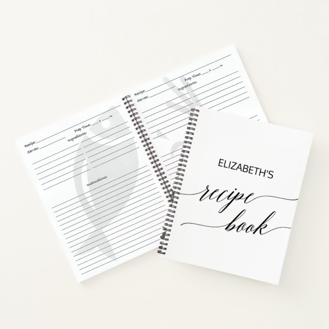 Elegantes Schwarzes Brautparty Rezept Notizbuch (Innenseite)