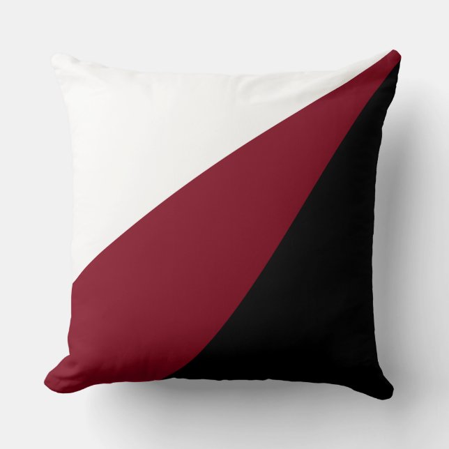 Elegantes Schwarzes Burgund und weißes Kissen mit  (Vorderseite)