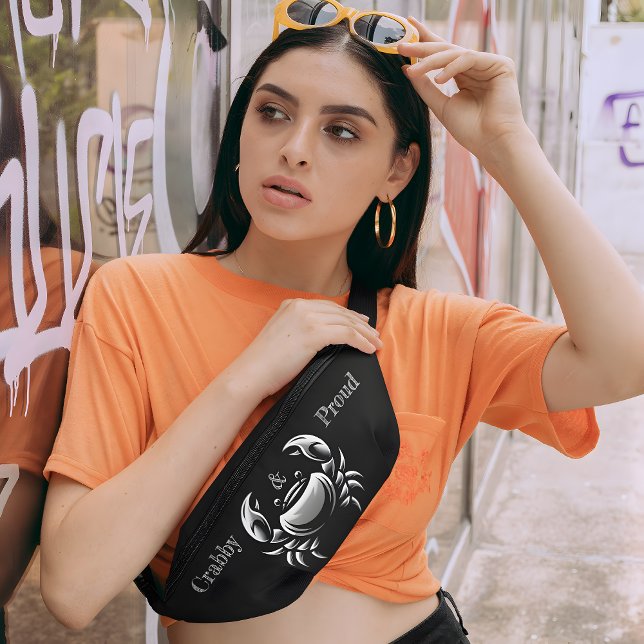 Elegantes, schwarzes Crab-Logo "Crabby & Proud" Bl Bauchtasche (Von Creator hochgeladen)