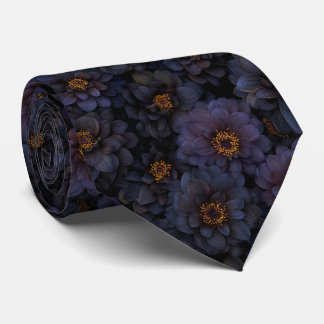 Elegantes schwarzes Dahlien-Blumenmuster Krawatte