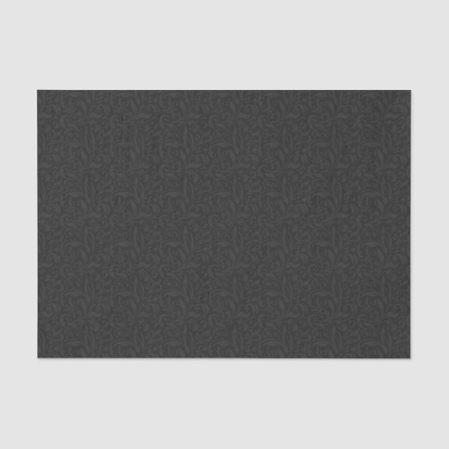 Elegantes Schwarzes Damask-Muster Seidenpapier (Vorderseite)