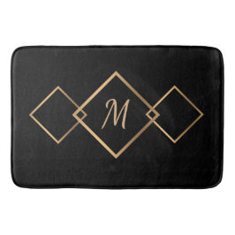 Elegantes Schwarzes Diamant Geometrisches Monogram Badematte
