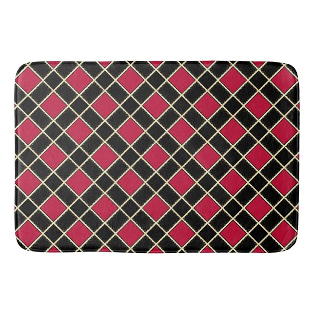 Elegantes Schwarzes Diamantmuster Badematte (Vorderseite)