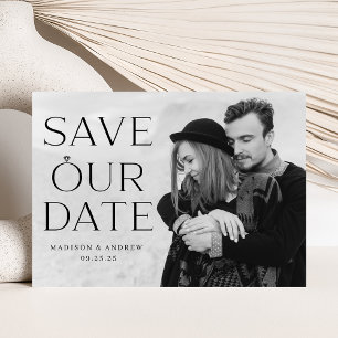 Elegantes schwarzes Diamantring-Overlay-Foto Save The Date