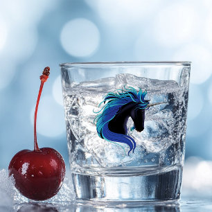 Elegantes Schwarzes Einhorn Blau Silber Magische F Schnapsglas