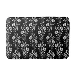 Elegantes Schwarzes Floral Muster Kurz Badematte