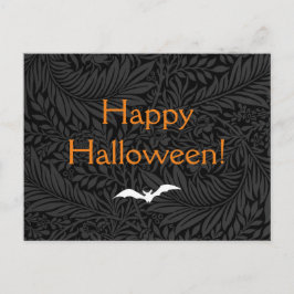 Elegantes schwarzes, florales botanisches Hallowee Postkarte