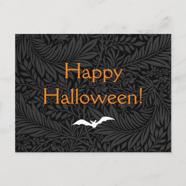 Elegantes schwarzes, florales botanisches Hallowee Postkarte (Vorderseite)