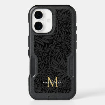 Elegantes Schwarzes Florales Script Monogram