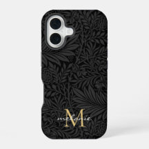 Elegantes Schwarzes Florales Script Monogram