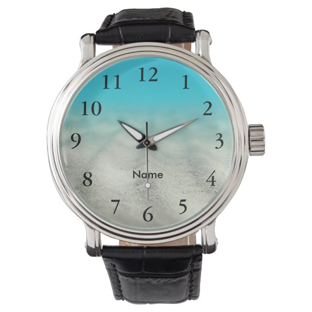 Elegantes, schwarzes Foto Armbanduhr (Vorderseite)
