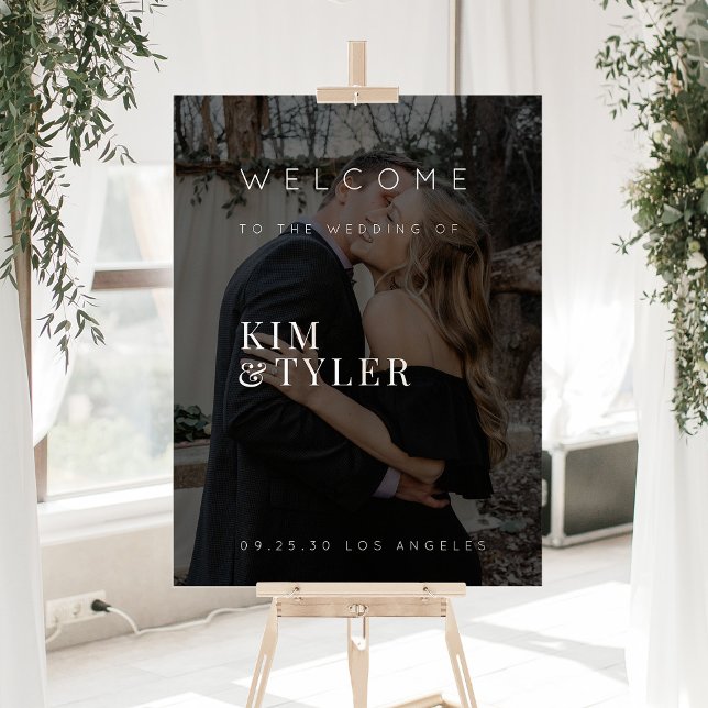 Elegantes Schwarzes Foto Begrüßungszeichen Acrylschild (Von Creator hochgeladen)