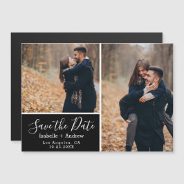 Elegantes Schwarzes Foto Save the Date Magneteinladung
