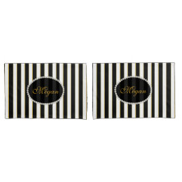 Elegantes schwarzes gestreiftes kissenbezug