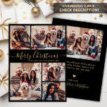 Elegantes Schwarzes Gold 5 Foto Collage Weihnachte Feiertagskarte<br><div class="desc">Modern Simple Elegant Calligraphy Black und Gold 5 Foto Collage Frohe Weihnachts Script Holiday Card. BITTE BEACHTEN SIE, DIESE 6, 5" X 8, 75" GRÖSSENKARTEN SIND GRÖSSER ALS DER DURCHSCHNITT, WEGEN DER GRÖSSEREN KARTENGRÖSSE IST ES FAST SICHER, DASS DIE POSTENKOSTEN HÖHERER SIND. WENN SIE DIE STANDARD-12x18"-GRÖSSE VORziehen, KÖNNEN SIE DIE...</div>