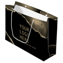 Elegantes Schwarzes Gold Agate Ihr Logo hier