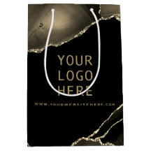 Elegantes Schwarzes Gold Agate Ihr Logo hier Mediu