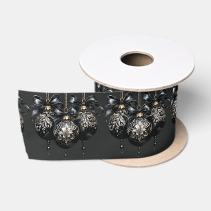 Elegantes schwarzes Gold baubles Luxus Weihnachten Satinband
