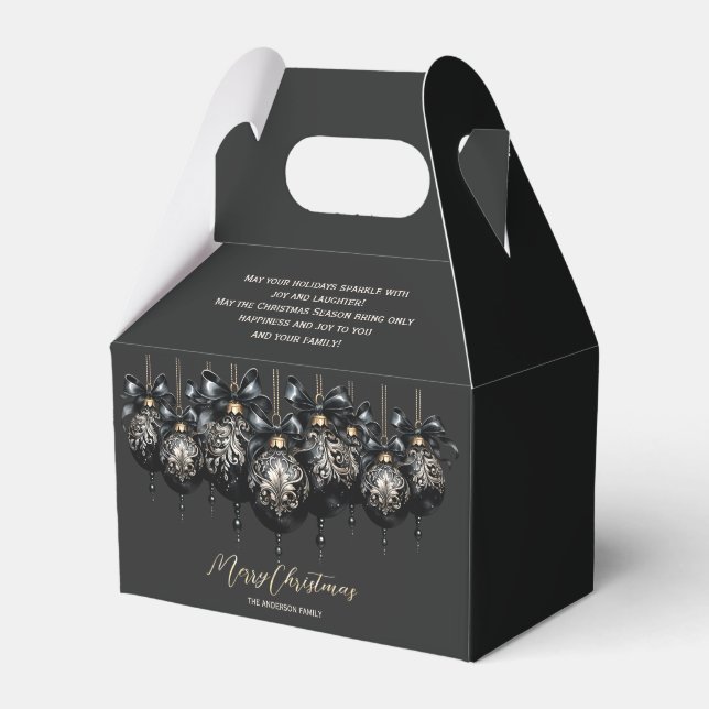 Elegantes schwarzes Gold baubles Luxus Weihnachtsa Geschenkschachtel (Vorderseite)