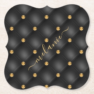 Elegantes schwarzes Gold Diamant Tufted Luxus Ihr  Untersetzer